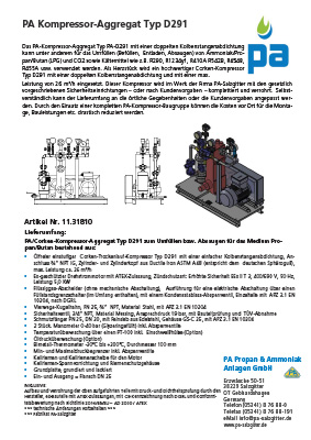 PA Kompressor Aggregat D291 Info